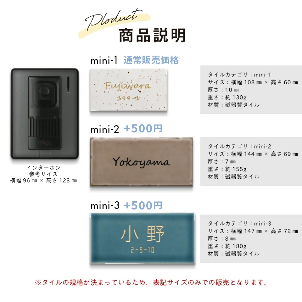小さなタイル表札kotiの商品概要画像